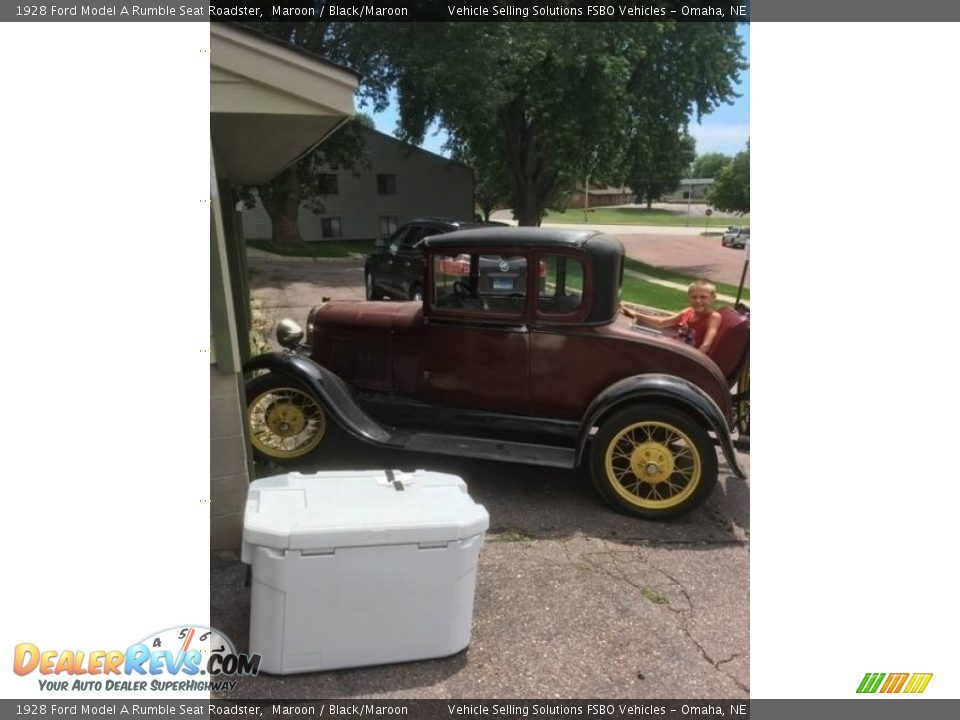 1928 Ford Model A Rumble Seat Roadster Maroon / Black/Maroon Photo #7