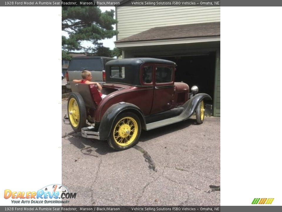 1928 Ford Model A Rumble Seat Roadster Maroon / Black/Maroon Photo #8