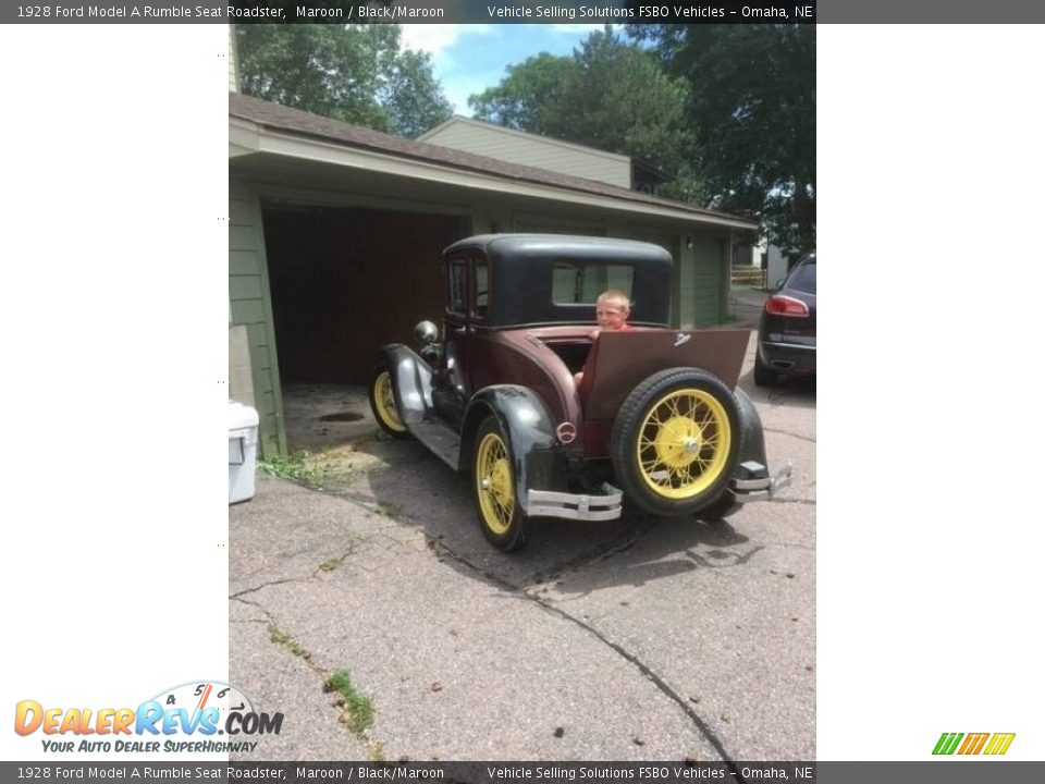 1928 Ford Model A Rumble Seat Roadster Maroon / Black/Maroon Photo #9