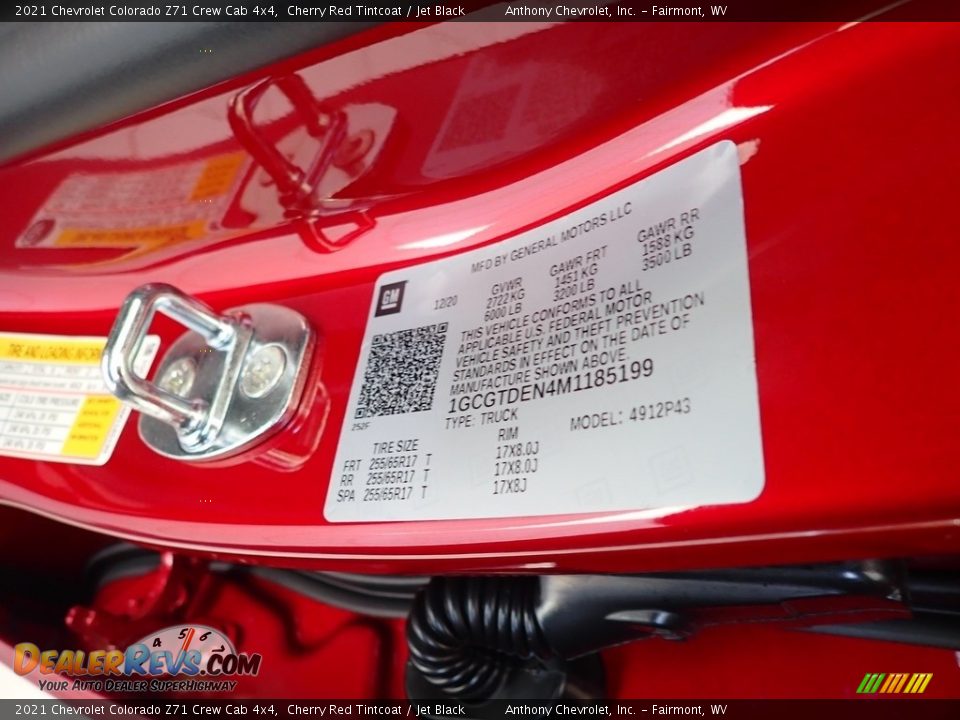2021 Chevrolet Colorado Z71 Crew Cab 4x4 Cherry Red Tintcoat / Jet Black Photo #16