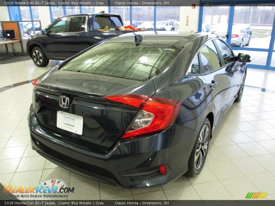 2018 Honda Civic EX-T Sedan Cosmic Blue Metallic / Gray Photo #7