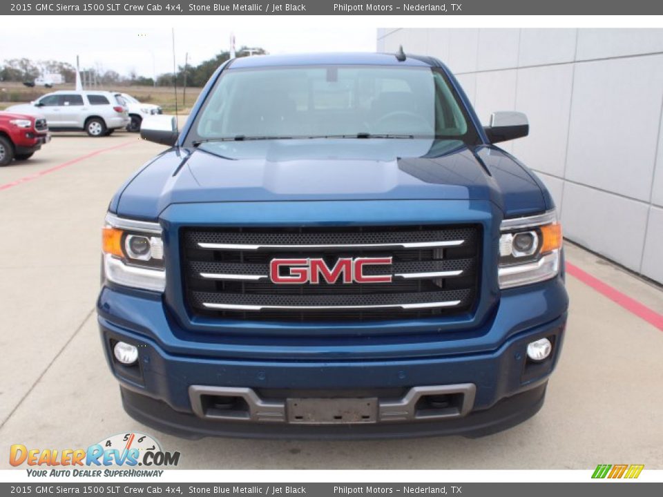 2015 GMC Sierra 1500 SLT Crew Cab 4x4 Stone Blue Metallic / Jet Black Photo #3