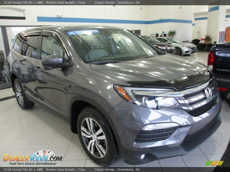 2018 Honda Pilot EX-L AWD Modern Steel Metallic / Gray Photo #3