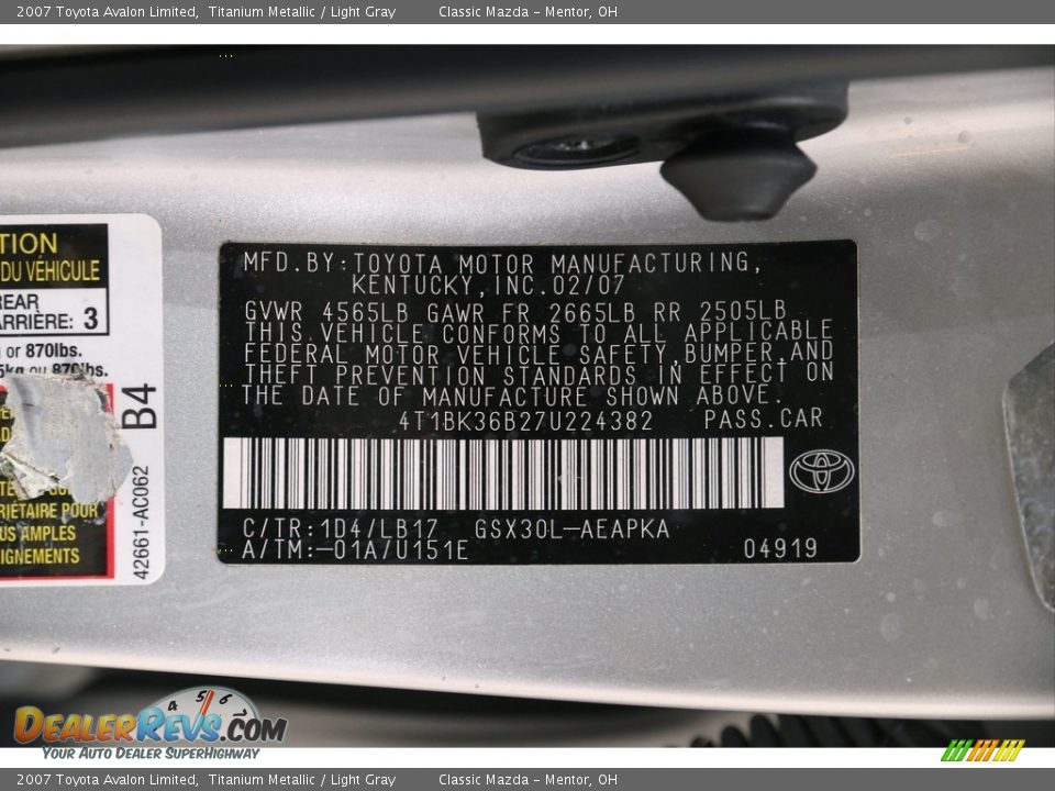 2007 Toyota Avalon Limited Titanium Metallic / Light Gray Photo #23