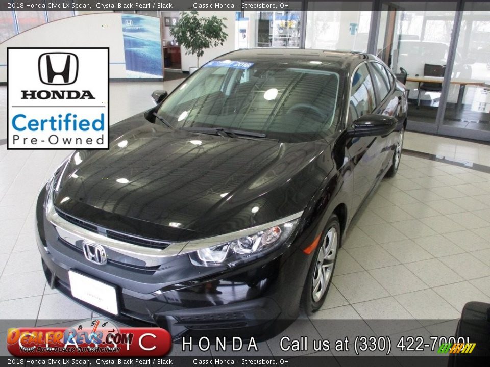 2018 Honda Civic LX Sedan Crystal Black Pearl / Black Photo #1