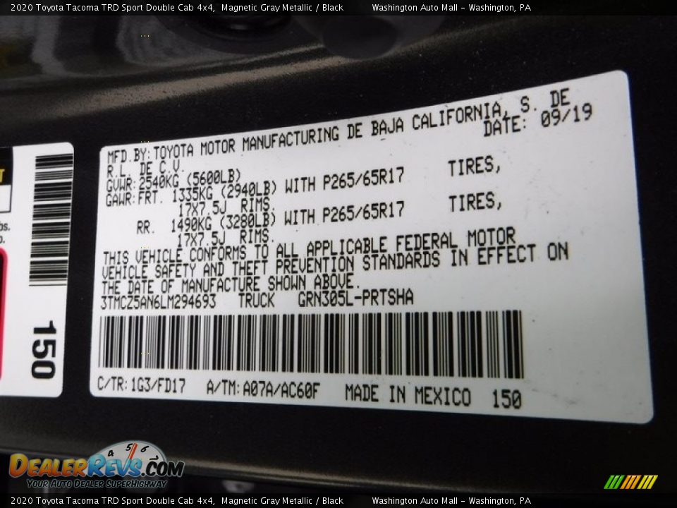 2020 Toyota Tacoma TRD Sport Double Cab 4x4 Magnetic Gray Metallic / Black Photo #29