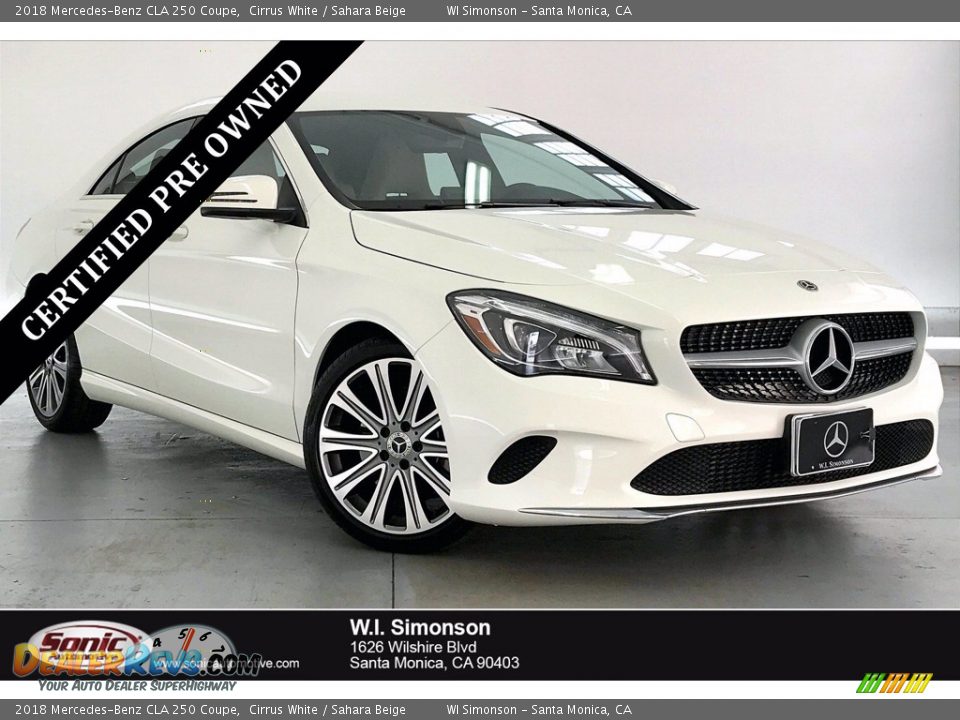 2018 Mercedes-Benz CLA 250 Coupe Cirrus White / Sahara Beige Photo #1