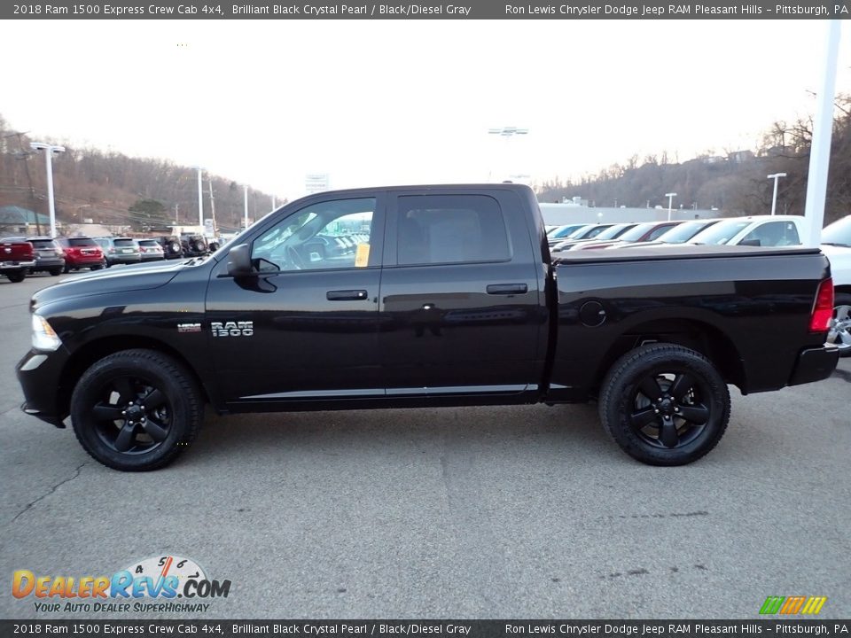 2018 Ram 1500 Express Crew Cab 4x4 Brilliant Black Crystal Pearl / Black/Diesel Gray Photo #2