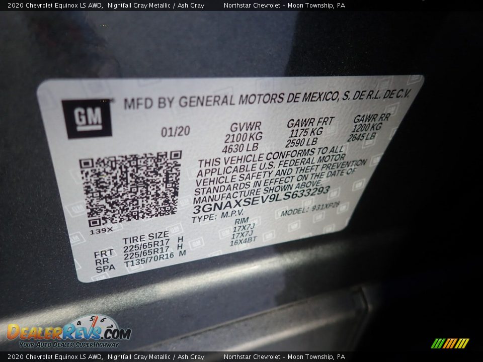 2020 Chevrolet Equinox LS AWD Nightfall Gray Metallic / Ash Gray Photo #18