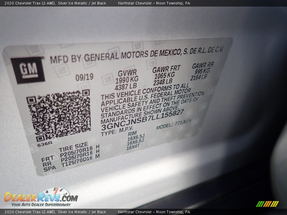 2020 Chevrolet Trax LS AWD Silver Ice Metallic / Jet Black Photo #18