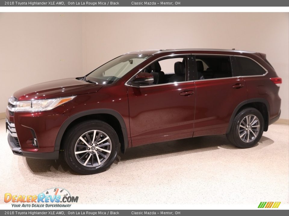 2018 Toyota Highlander XLE AWD Ooh La La Rouge Mica / Black Photo #3