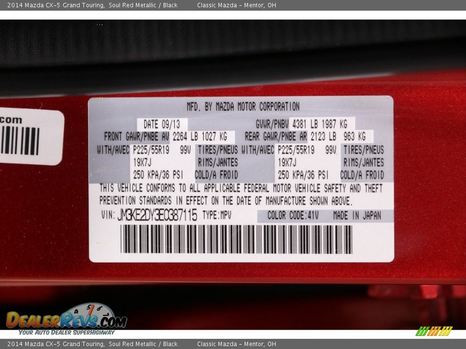 2014 Mazda CX-5 Grand Touring Soul Red Metallic / Black Photo #20