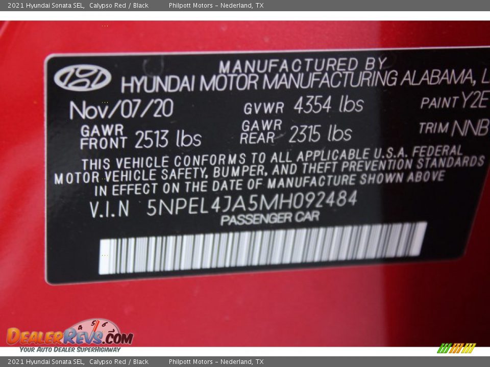2021 Hyundai Sonata SEL Calypso Red / Black Photo #24
