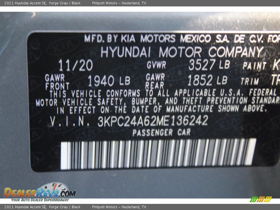 2021 Hyundai Accent SE Forge Gray / Black Photo #23