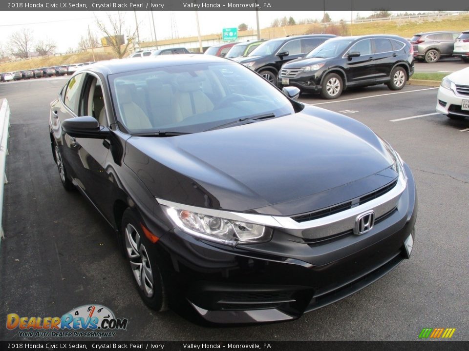 2018 Honda Civic LX Sedan Crystal Black Pearl / Ivory Photo #7