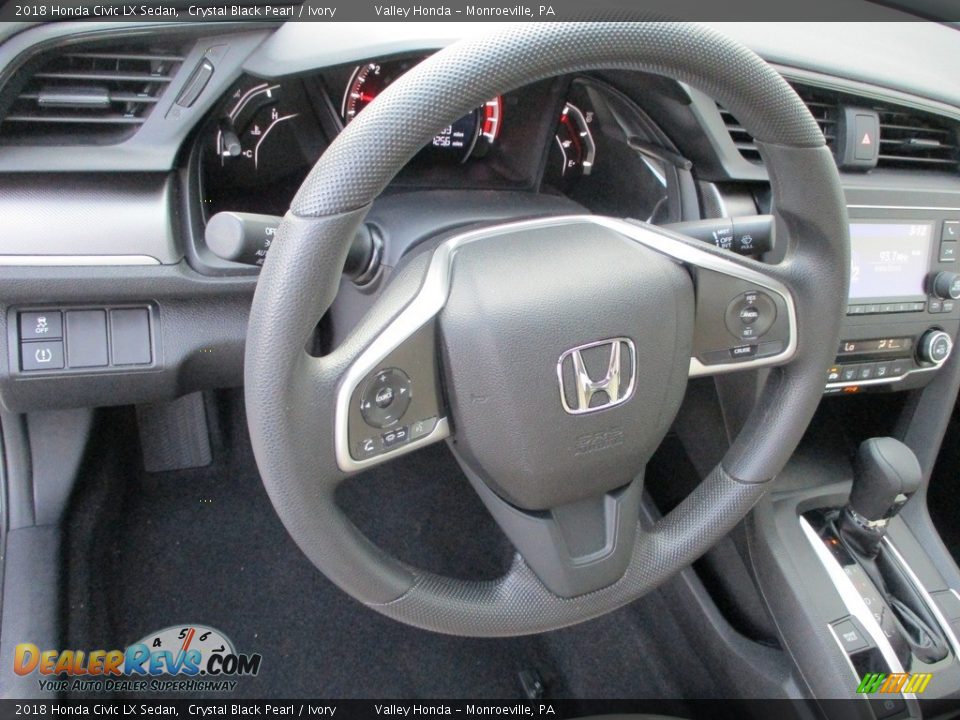 2018 Honda Civic LX Sedan Crystal Black Pearl / Ivory Photo #13