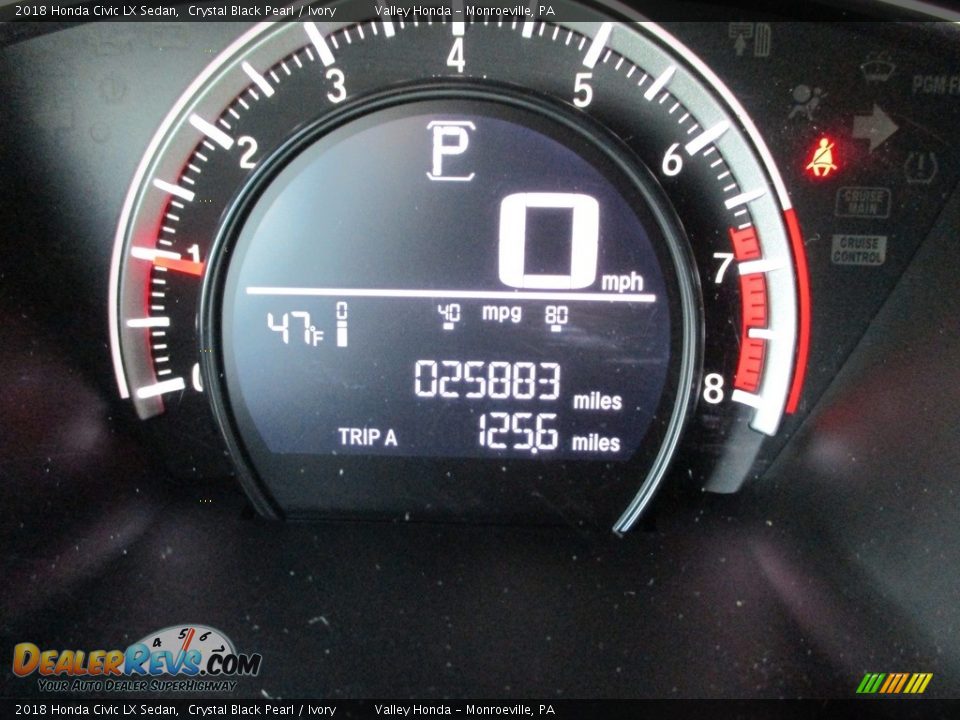 2018 Honda Civic LX Sedan Crystal Black Pearl / Ivory Photo #20