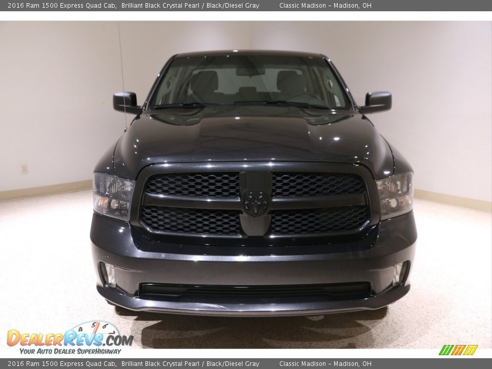 2016 Ram 1500 Express Quad Cab Brilliant Black Crystal Pearl / Black/Diesel Gray Photo #2