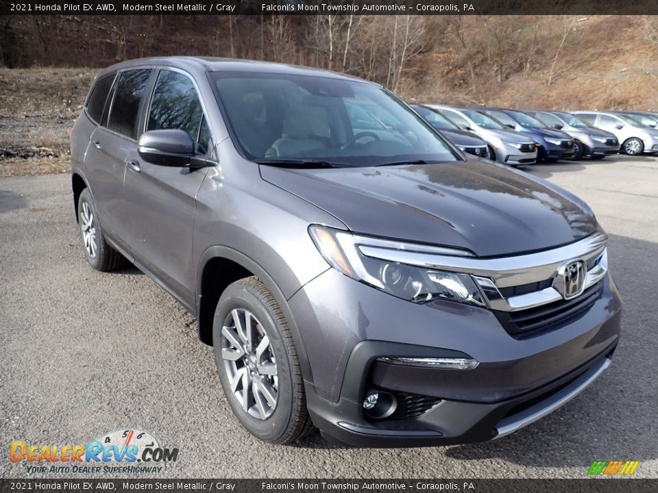 2021 Honda Pilot EX AWD Modern Steel Metallic / Gray Photo #6