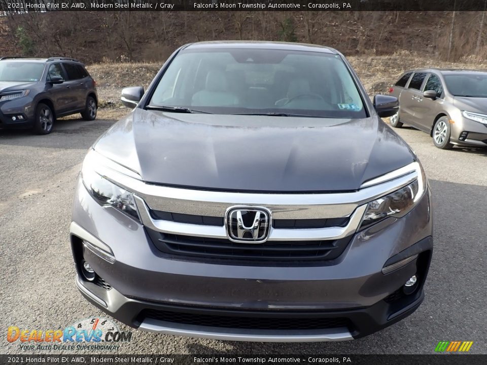 2021 Honda Pilot EX AWD Modern Steel Metallic / Gray Photo #7