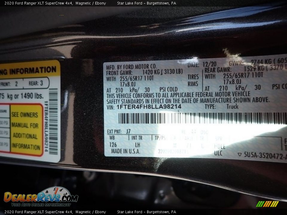2020 Ford Ranger XLT SuperCrew 4x4 Magnetic / Ebony Photo #14