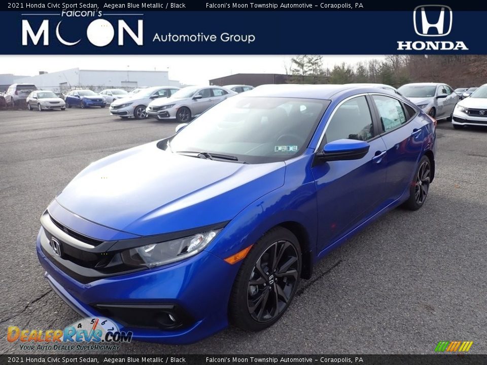 2021 Honda Civic Sport Sedan Aegean Blue Metallic / Black Photo #1