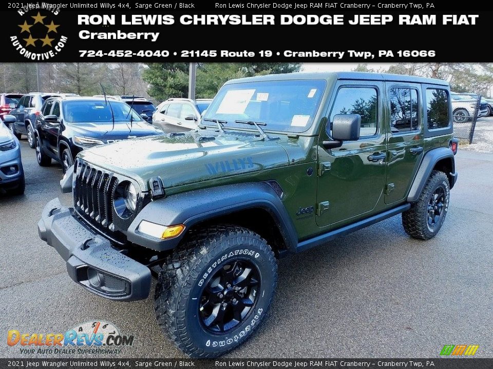 2021 Jeep Wrangler Unlimited Willys 4x4 Sarge Green / Black Photo #1