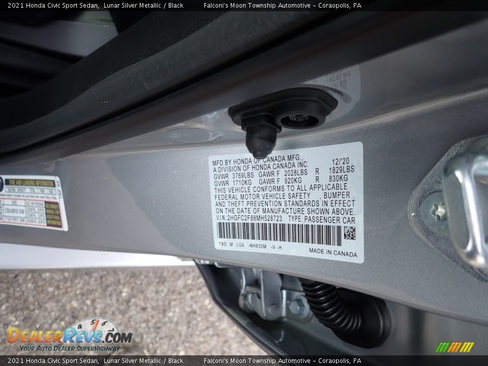 2021 Honda Civic Sport Sedan Lunar Silver Metallic / Black Photo #14