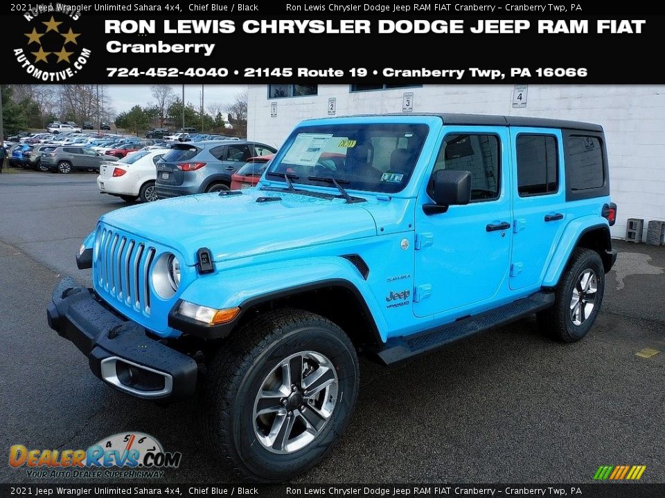 2021 Jeep Wrangler Unlimited Sahara 4x4 Chief Blue / Black Photo #1