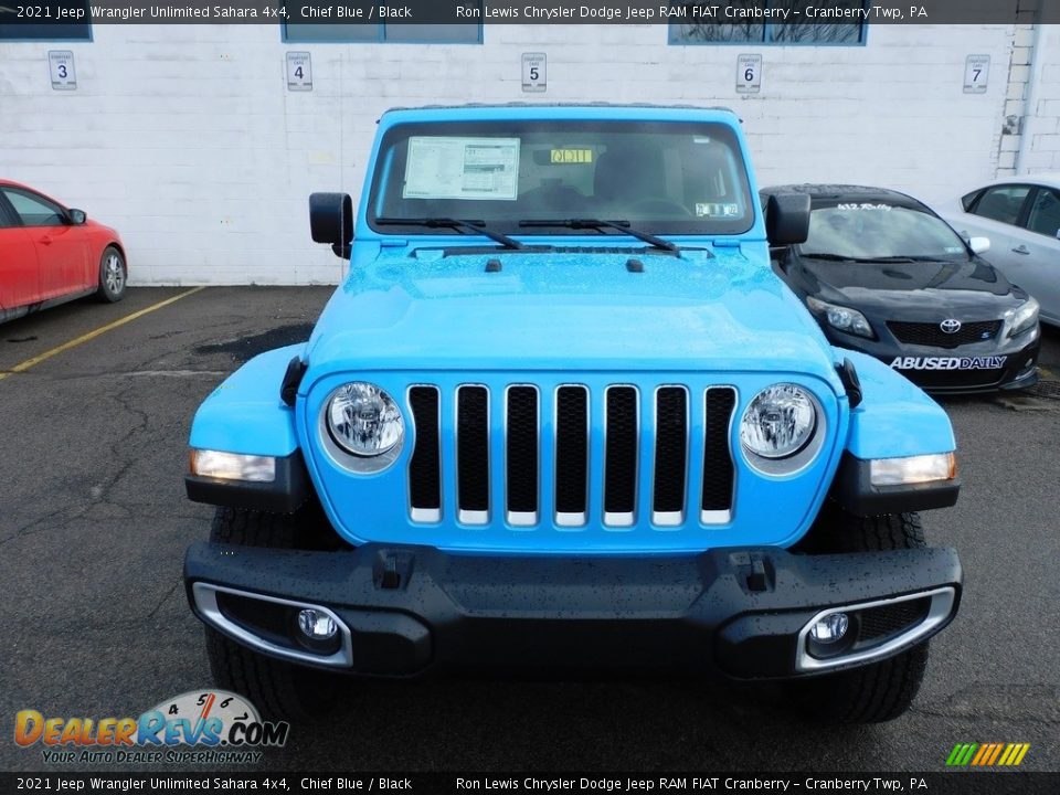 2021 Jeep Wrangler Unlimited Sahara 4x4 Chief Blue / Black Photo #2