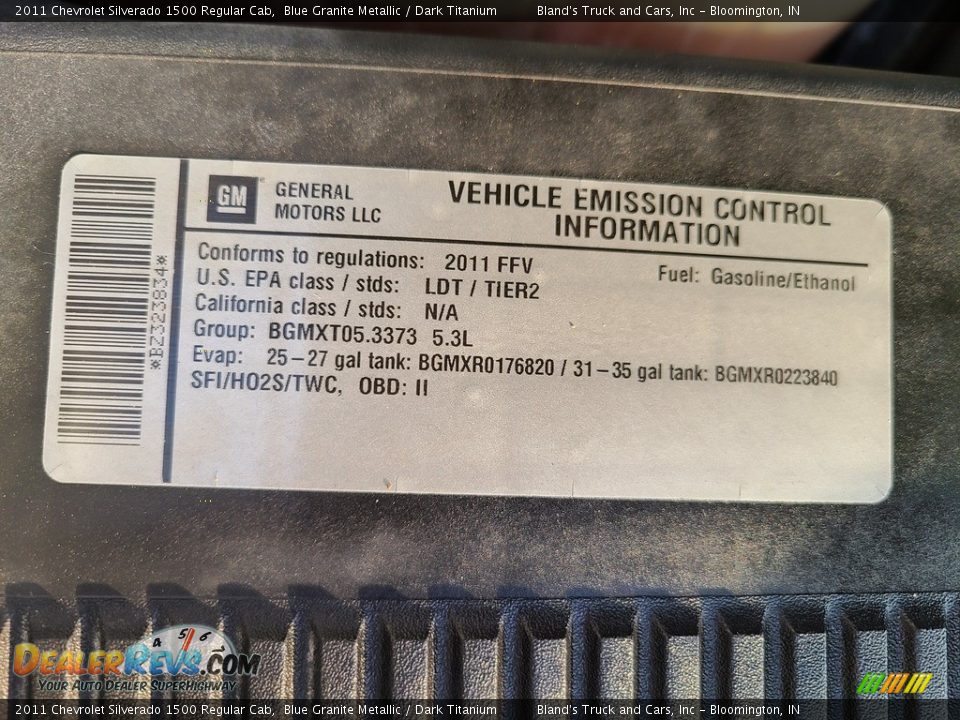 2011 Chevrolet Silverado 1500 Regular Cab Blue Granite Metallic / Dark Titanium Photo #33