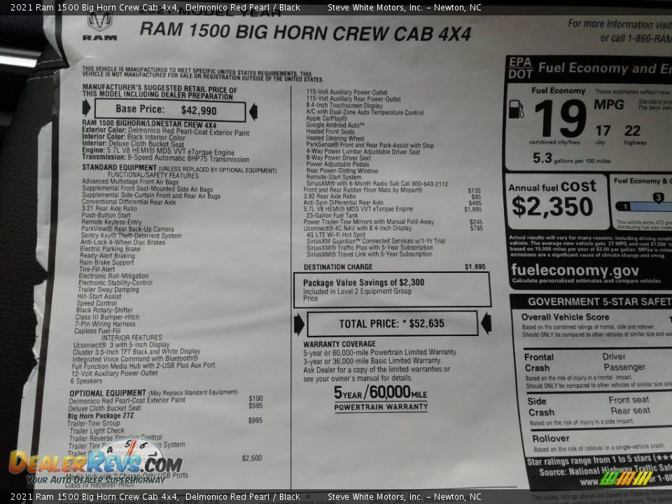 2021 Ram 1500 Big Horn Crew Cab 4x4 Delmonico Red Pearl / Black Photo #31