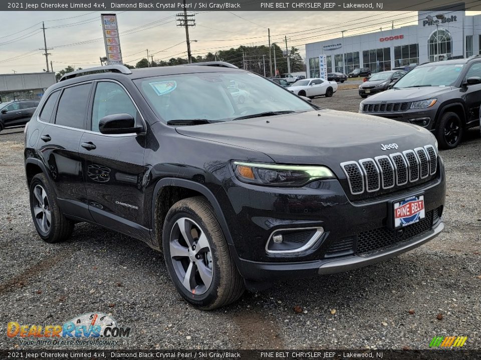 2021 Jeep Cherokee Limited 4x4 Diamond Black Crystal Pearl / Ski Gray/Black Photo #1