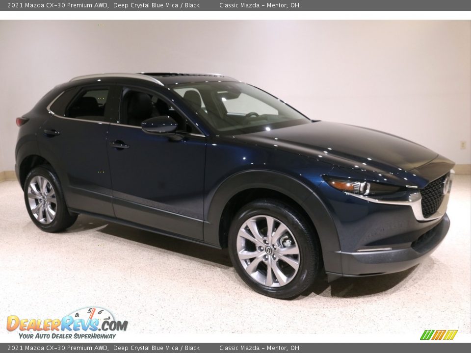 2021 Mazda CX-30 Premium AWD Deep Crystal Blue Mica / Black Photo #1