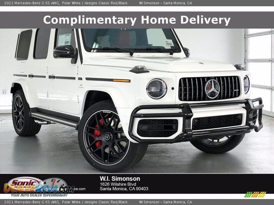 2021 Mercedes-Benz G 63 AMG Polar White / designo Classic Red/Black Photo #1