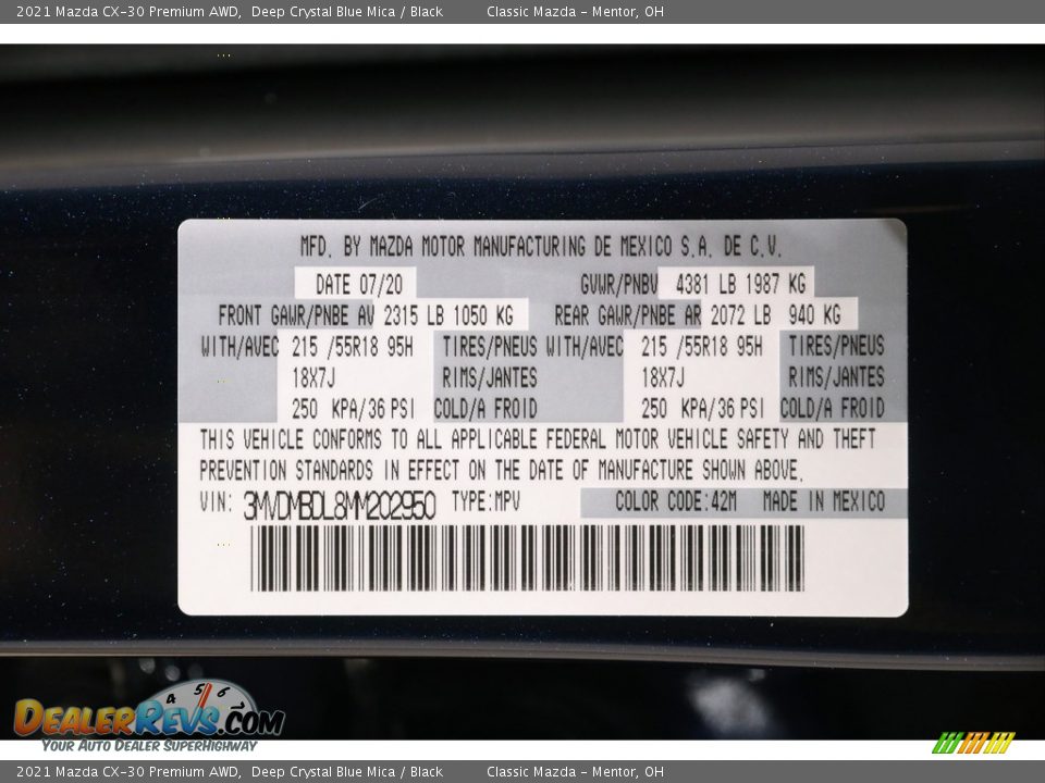 2021 Mazda CX-30 Premium AWD Deep Crystal Blue Mica / Black Photo #20