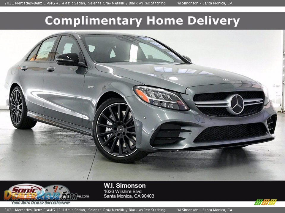 2021 Mercedes-Benz C AMG 43 4Matic Sedan Selenite Gray Metallic / Black w/Red Stitching Photo #1