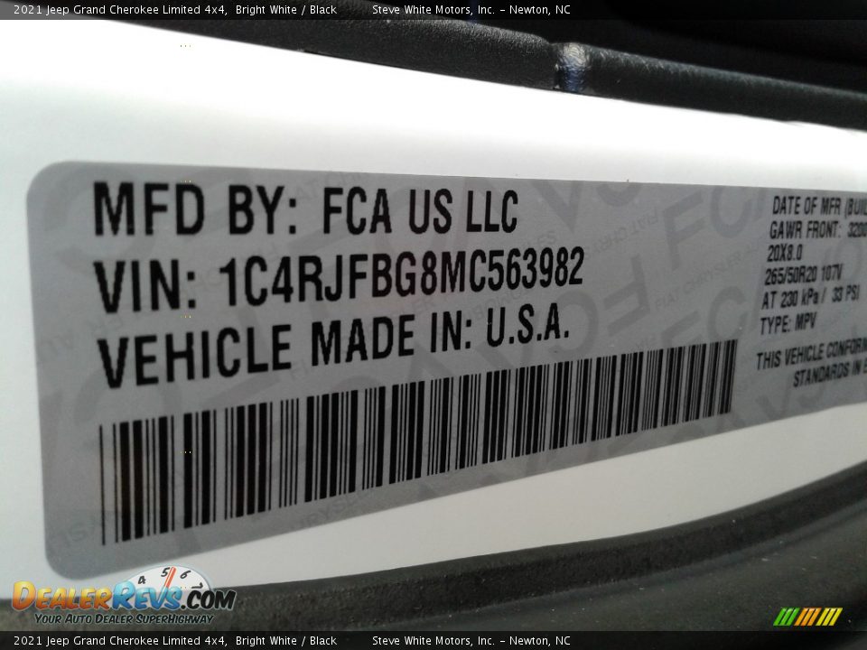 2021 Jeep Grand Cherokee Limited 4x4 Bright White / Black Photo #34