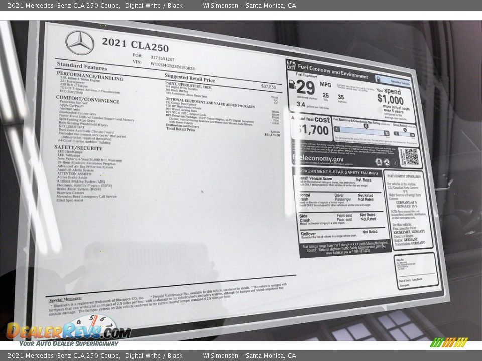 2021 Mercedes-Benz CLA 250 Coupe Digital White / Black Photo #11
