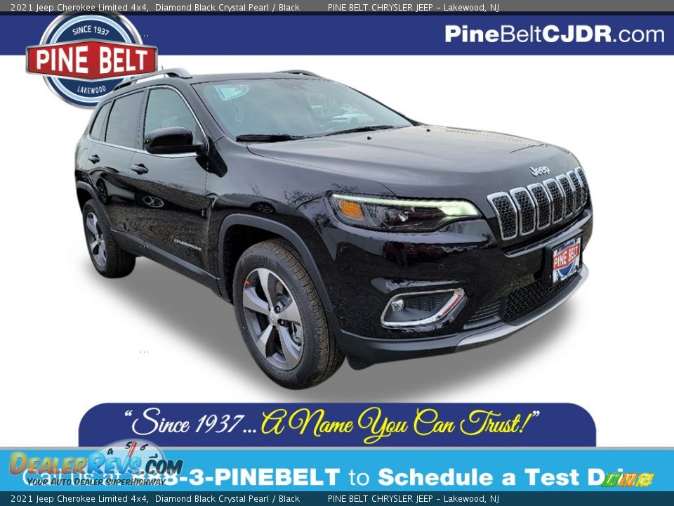 2021 Jeep Cherokee Limited 4x4 Diamond Black Crystal Pearl / Black Photo #1