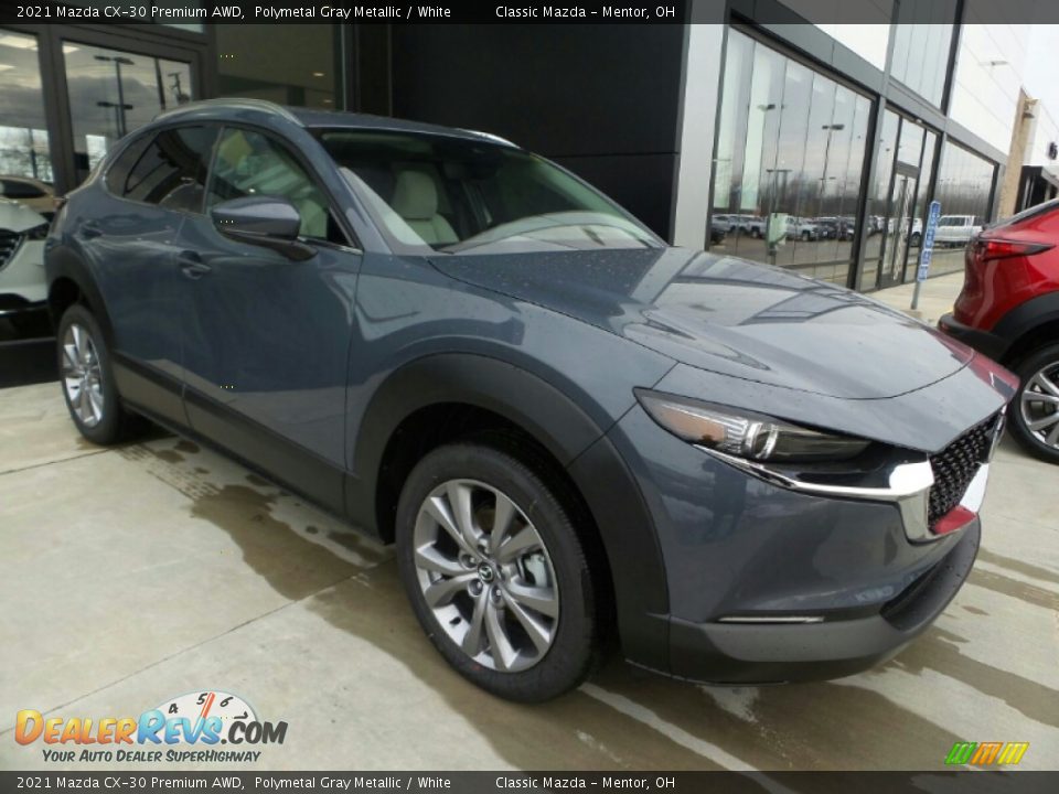 2021 Mazda CX-30 Premium AWD Polymetal Gray Metallic / White Photo #1