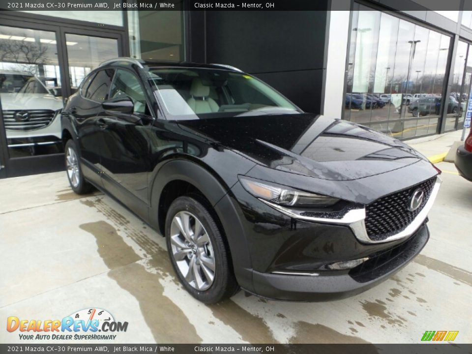2021 Mazda CX-30 Premium AWD Jet Black Mica / White Photo #1