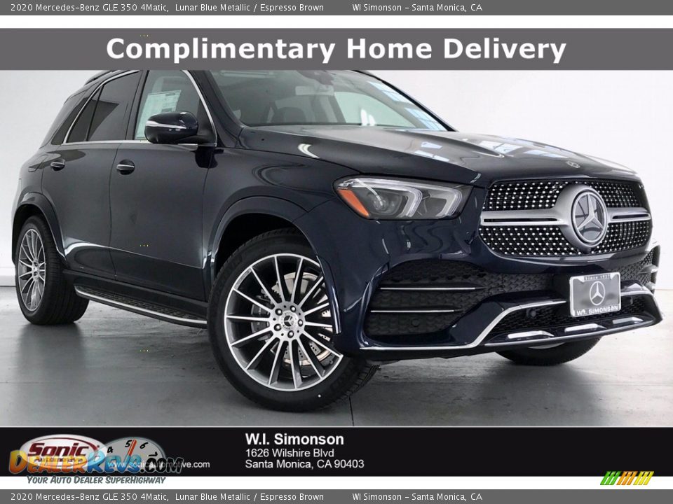 2020 Mercedes-Benz GLE 350 4Matic Lunar Blue Metallic / Espresso Brown Photo #1