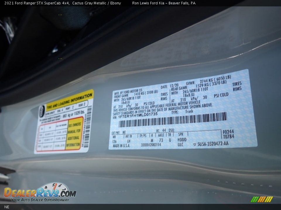 Ford Color Code NE Cactus Gray Metallic