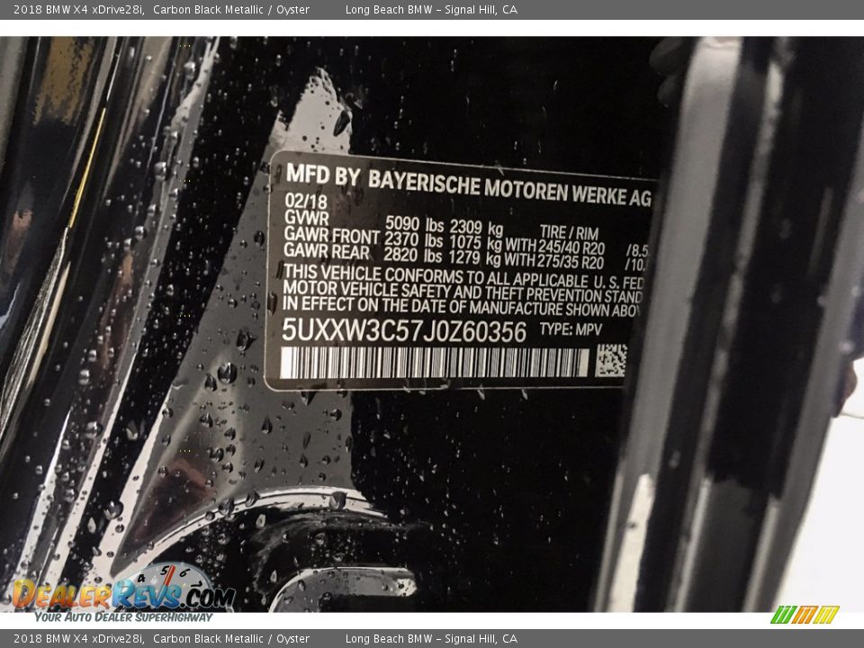 2018 BMW X4 xDrive28i Carbon Black Metallic / Oyster Photo #10