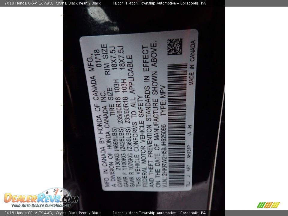 2018 Honda CR-V EX AWD Crystal Black Pearl / Black Photo #23