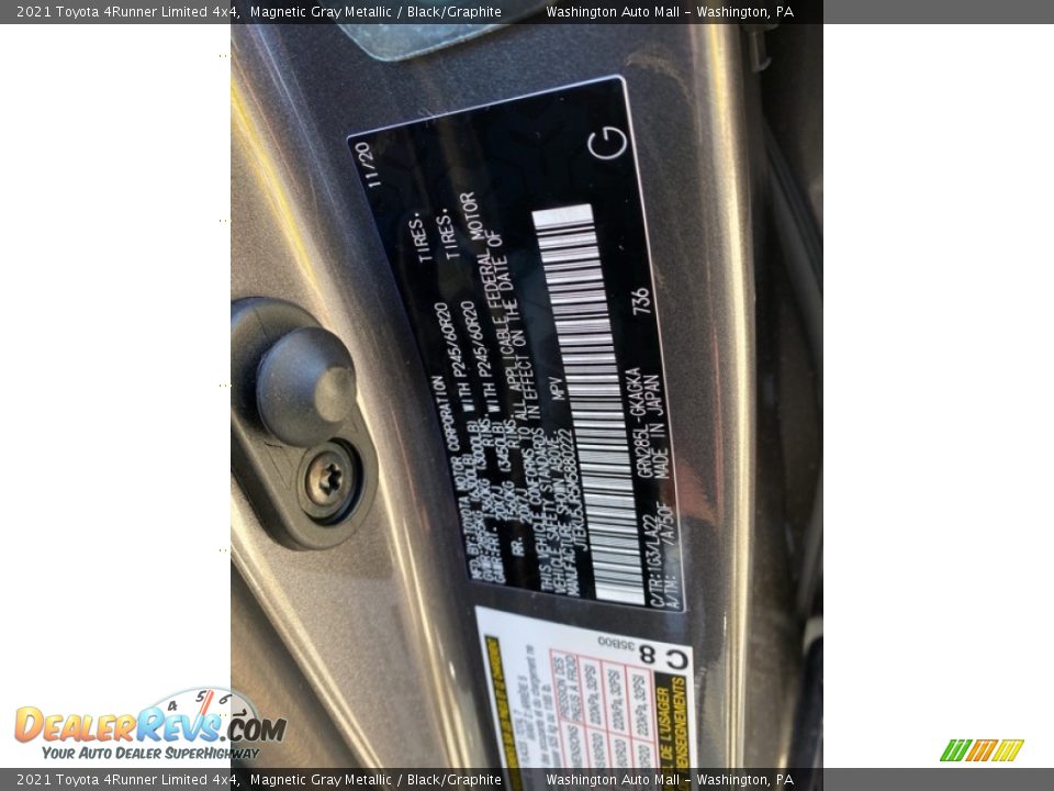 2021 Toyota 4Runner Limited 4x4 Magnetic Gray Metallic / Black/Graphite Photo #35