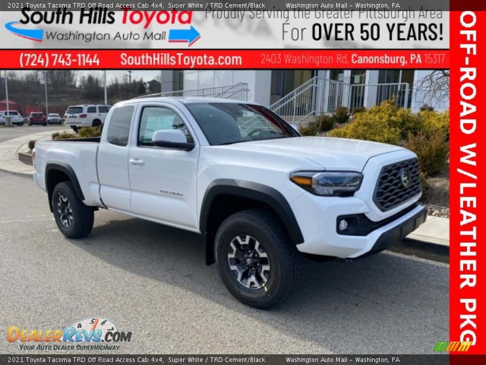 2021 Toyota Tacoma TRD Off Road Access Cab 4x4 Super White / TRD Cement/Black Photo #1