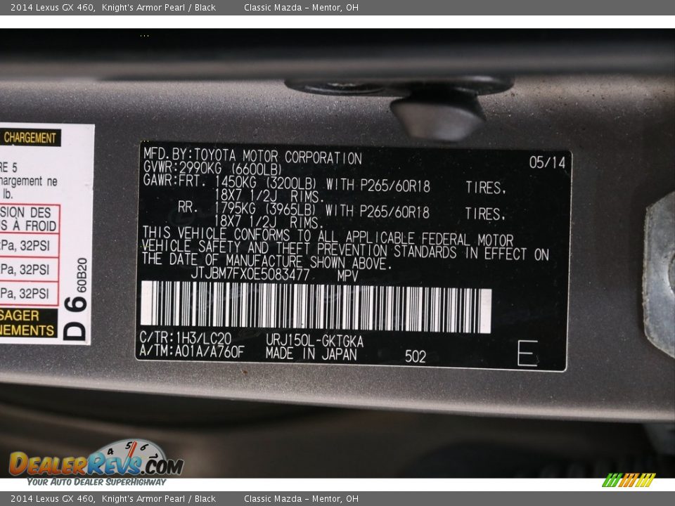 2014 Lexus GX 460 Knight's Armor Pearl / Black Photo #27