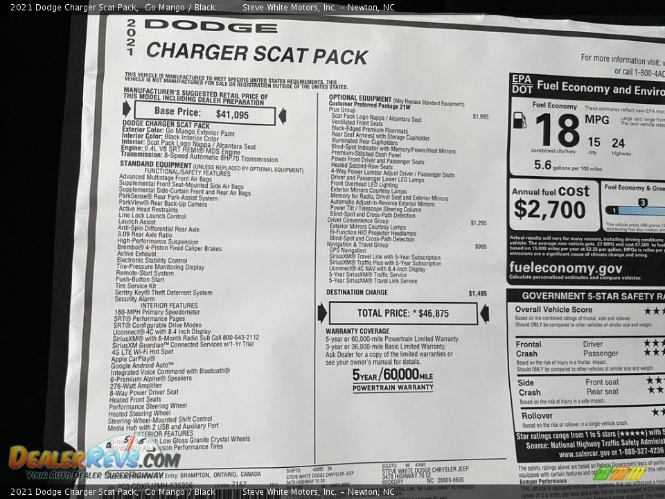 2021 Dodge Charger Scat Pack Go Mango / Black Photo #30